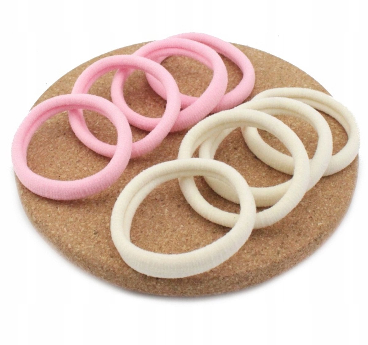 Haarelastiekjes Set 8 Stuks Lycra - Poederroze & Vanille
