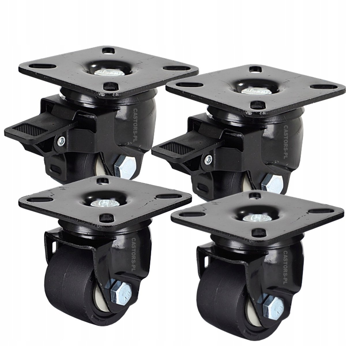 Set van 4 Zwenkwielen met Rem 50mm - 1200kg Capaciteit