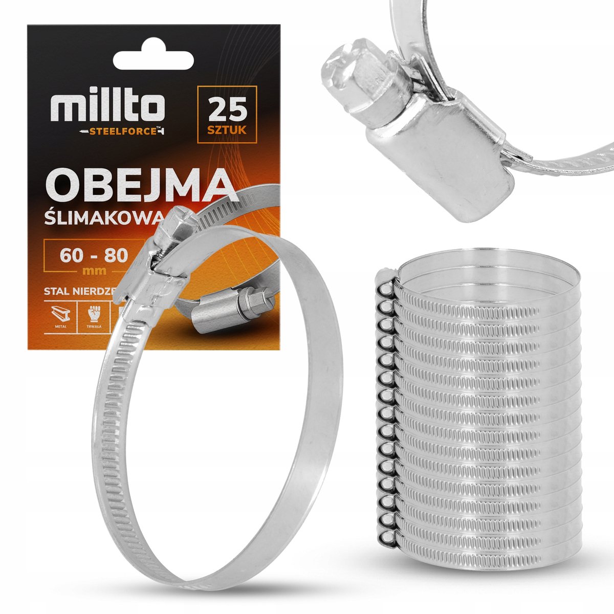 25x Metalen Slangklem 60-80mm - Verstelbare Sluiting - Roestvrij Staal