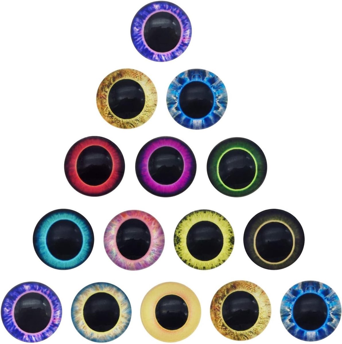 40 Stuks Gemengde Glazen Ogen voor Uilen, Eenhoorns en Dieren - Pupil voor Creatief Poppenmaken en DIY Projecten, 15mm Flatback Dome Glas