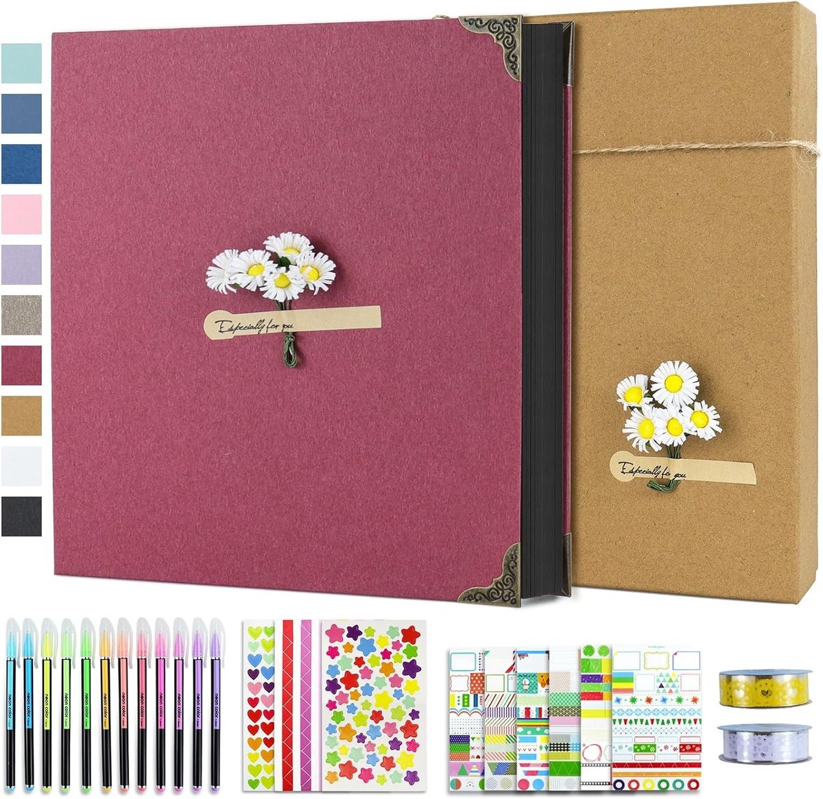 Fotoboek voor Scrapbooking 30 x 30 cm met 60 Pagina's, Handgemaakt DIY Album voor Liefde, Vriendschap en Feestdagen