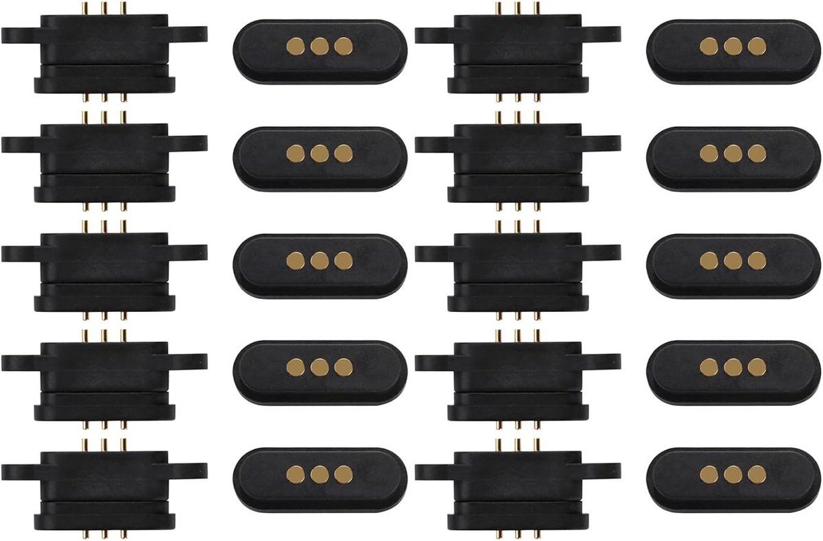 10 paar veerbelaste magnetische pogo pin sockets met 3 posities en 2.3mm doorgangen voor male en female probes