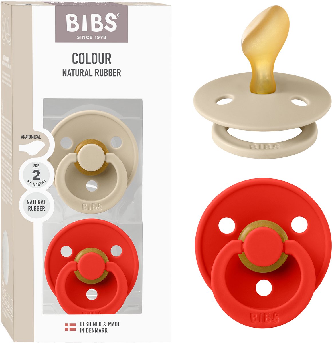 BIBS Colour Fopspeen - 6-18 mnd - 2-pack - Anatomisch - Vanilla/Candy Apple