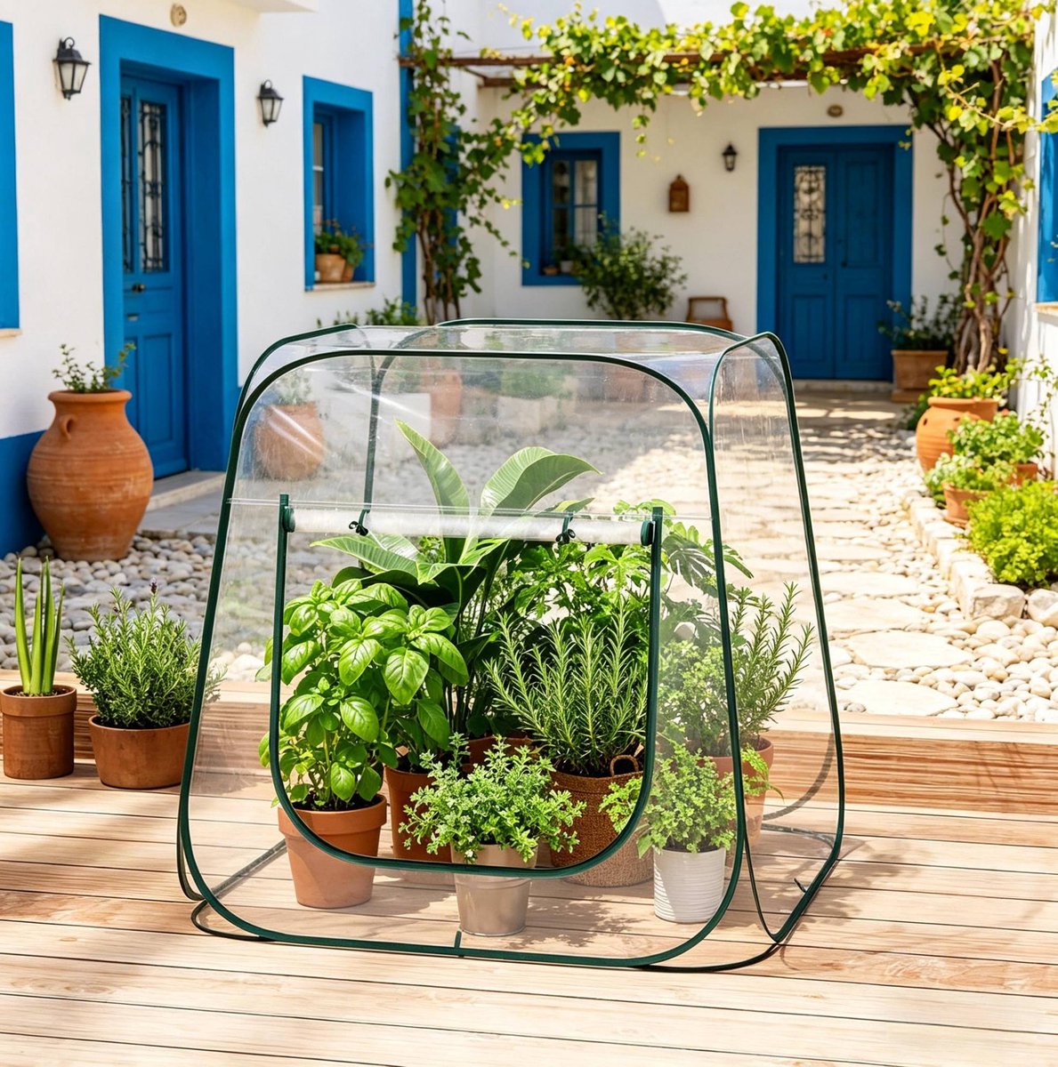 MODENUIT Kweekkas 100 x 100 x 97 cm - Opklapbaar Met U-vormige Rits - Binnen En Buiten - PVC - Transparant