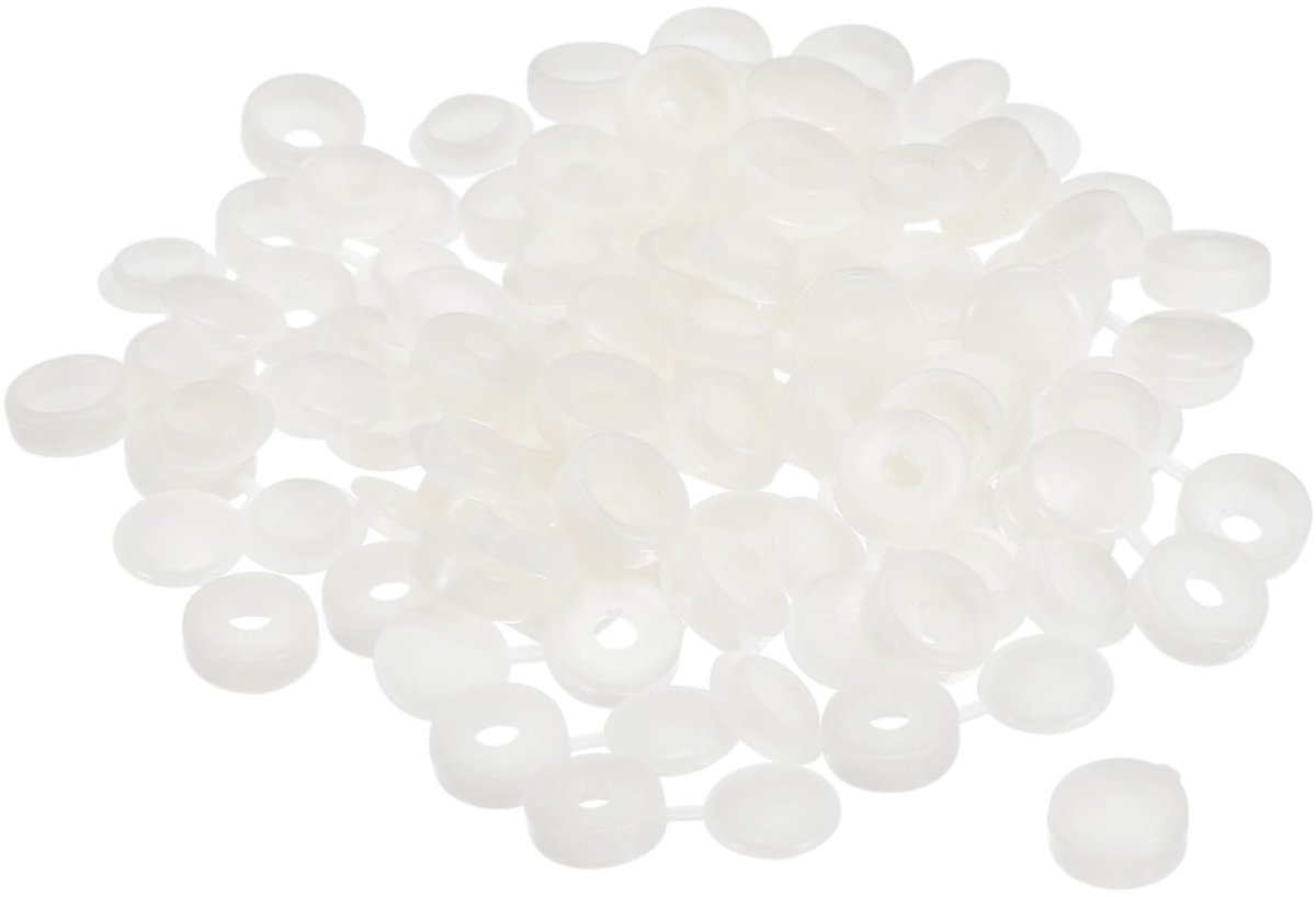 Elzusha - 100 Stuks 3 mm Scharnierschroefhoes - Kunststof Vouwschroeven Beschermhoes Warm Wit