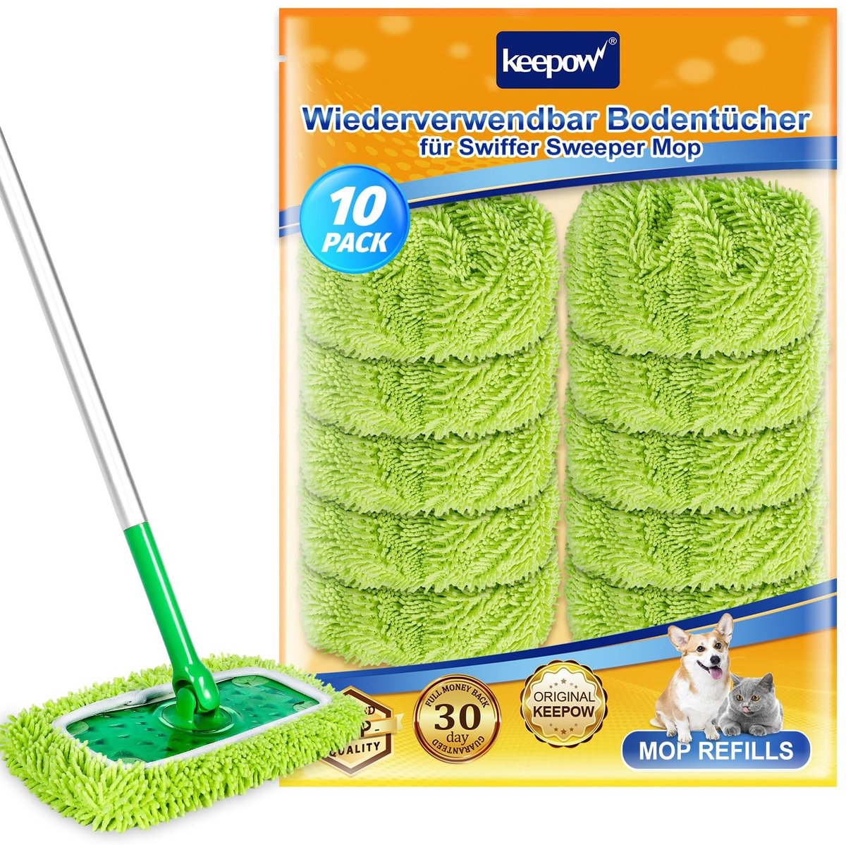 Elzusha - Set van 10 Groene Chenille Doekjes voor Swiffer Sweeper
