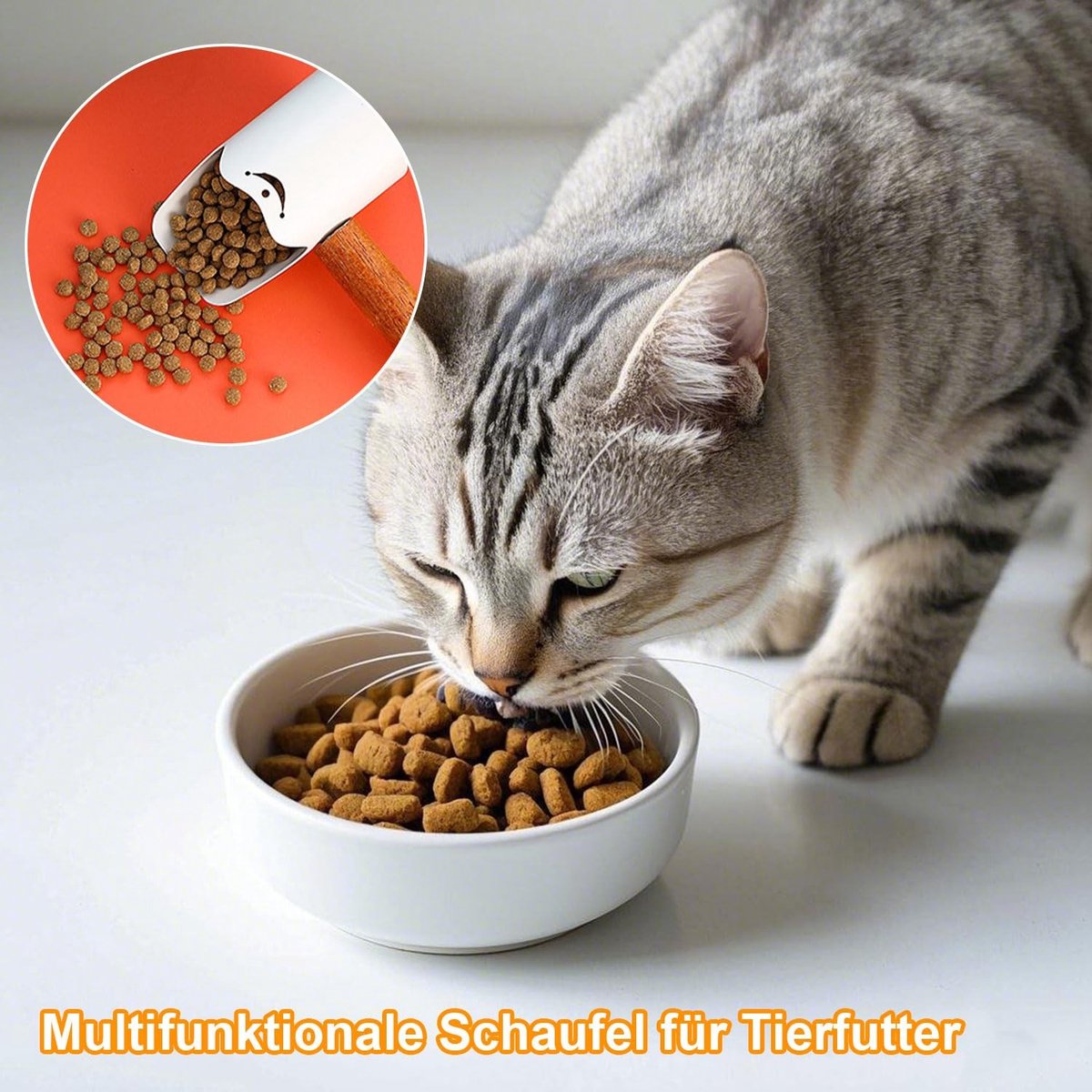 Elzusha - RVS Maatlepel met Houten Handvat voor Dierenvoer, 60 ml en 120 ml