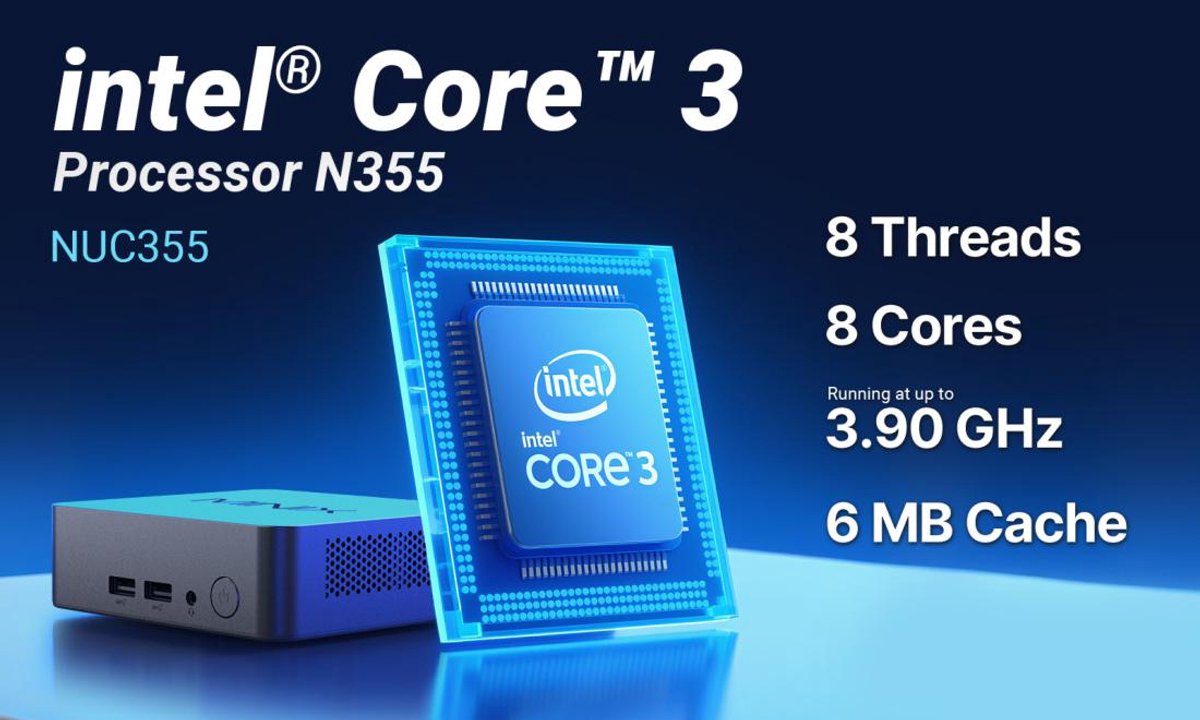 MINIX NUC355 Mini PC - 16GB RAM - 512GB SSD - Intel Core 3 N355 - Windows 11 Pro - Triple 4K Display - 2.5G LAN & Wi-Fi 6 - Krachtige & Stille Compacte Desktop Computer thumbnail 6