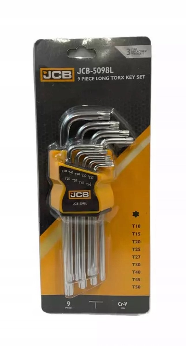 JCB Torx Inbussleutel Set 9 Delig (T10-T50) - Lang