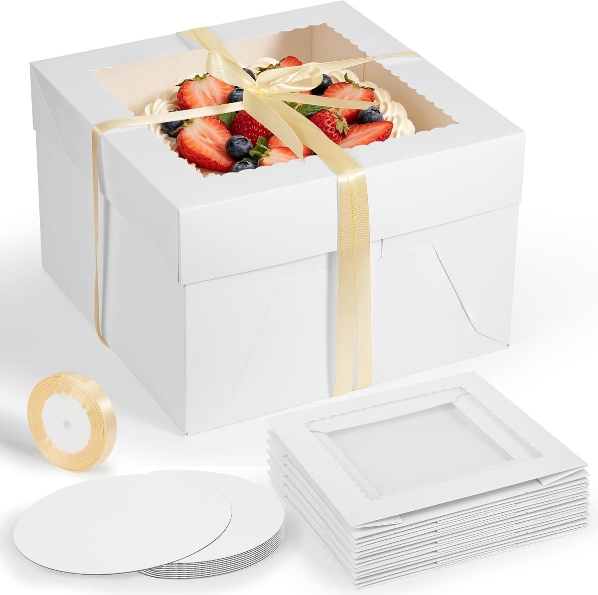 Stevige taartdozen 30x30x20cm, set van 10, ideaal voor gebak, taarten en desserts