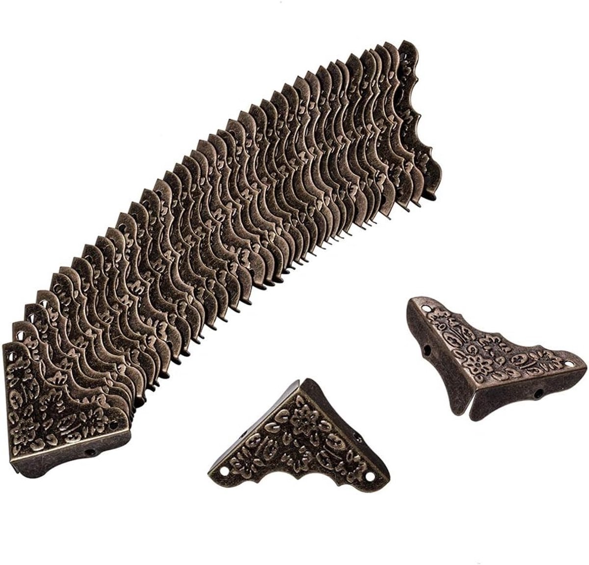 20 Stuks Hoekbeschermers voor Meubels, Antieke Decoratieve Metalen Hoekbeschermers voor Koffers, Tafels en Houten Dozen met Schroeven - 37x37x12mm