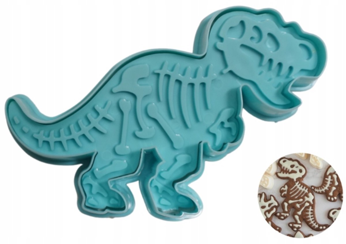 Dino T-Rex Koekjesvorm met Stempel - Blauw