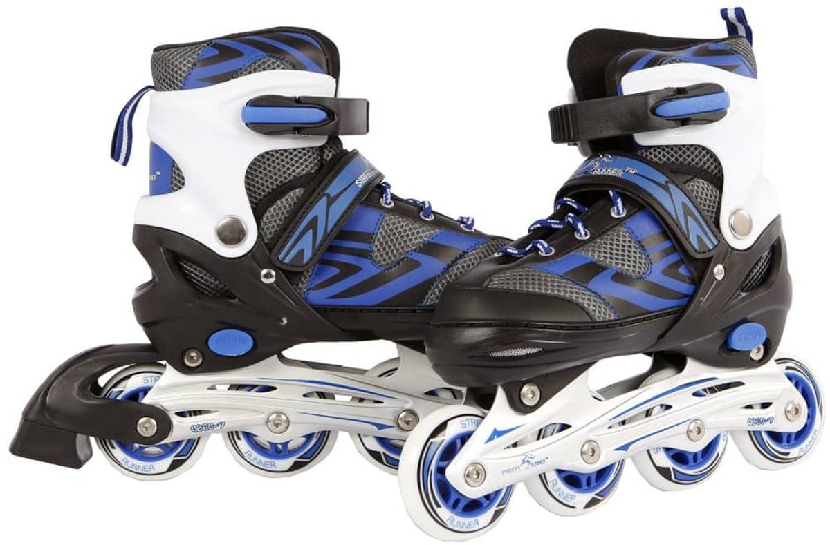 Inline skates verstelbaar 33-36 - blauw/zwart - ABEC7 aluminium frame - voor uren skaatplezier - ShopVlot