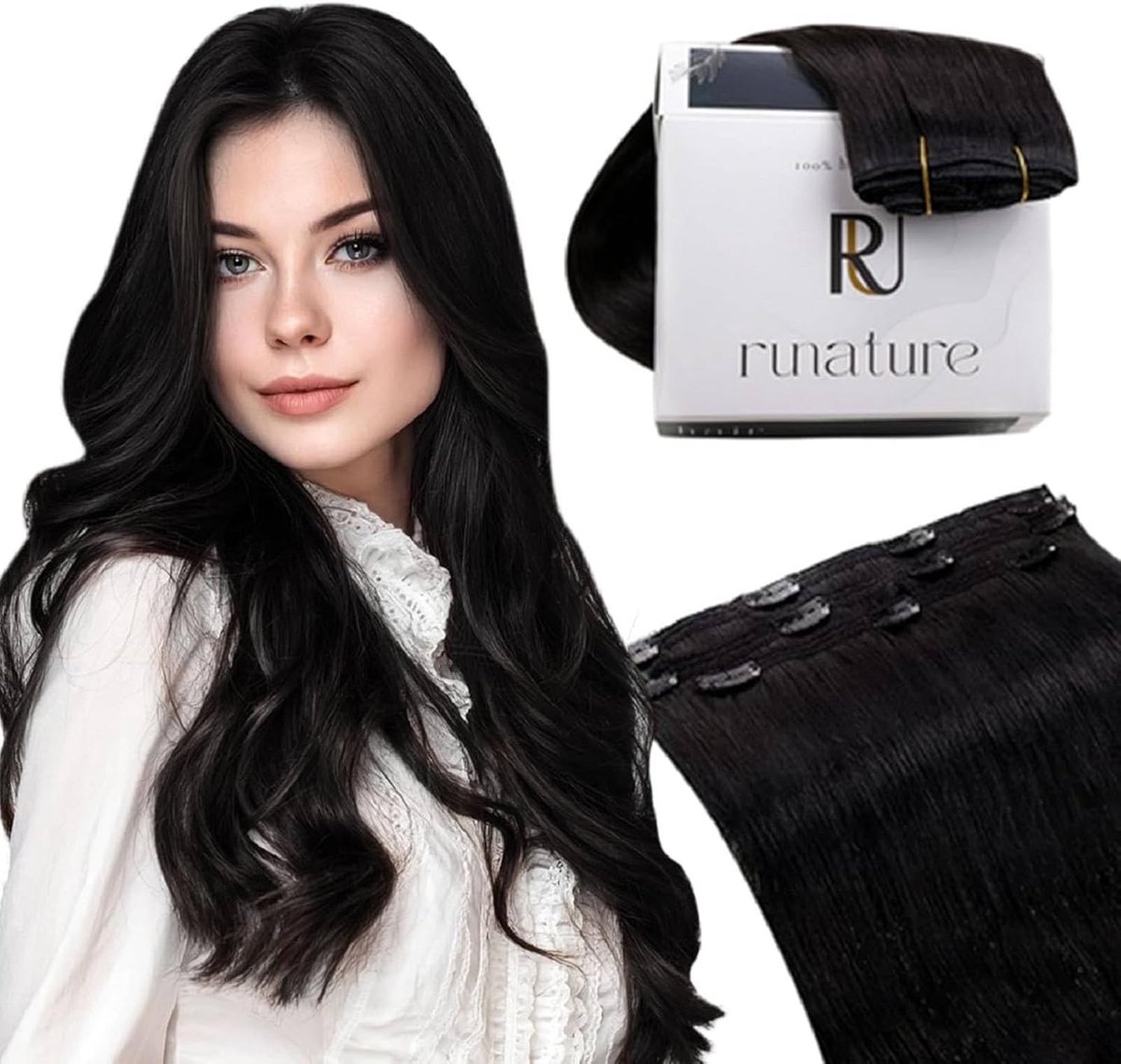 Clip-in Haarextensions van Menselijk Haar Zwart 35cm 50g - Natuurlijke Volheid en Lengte