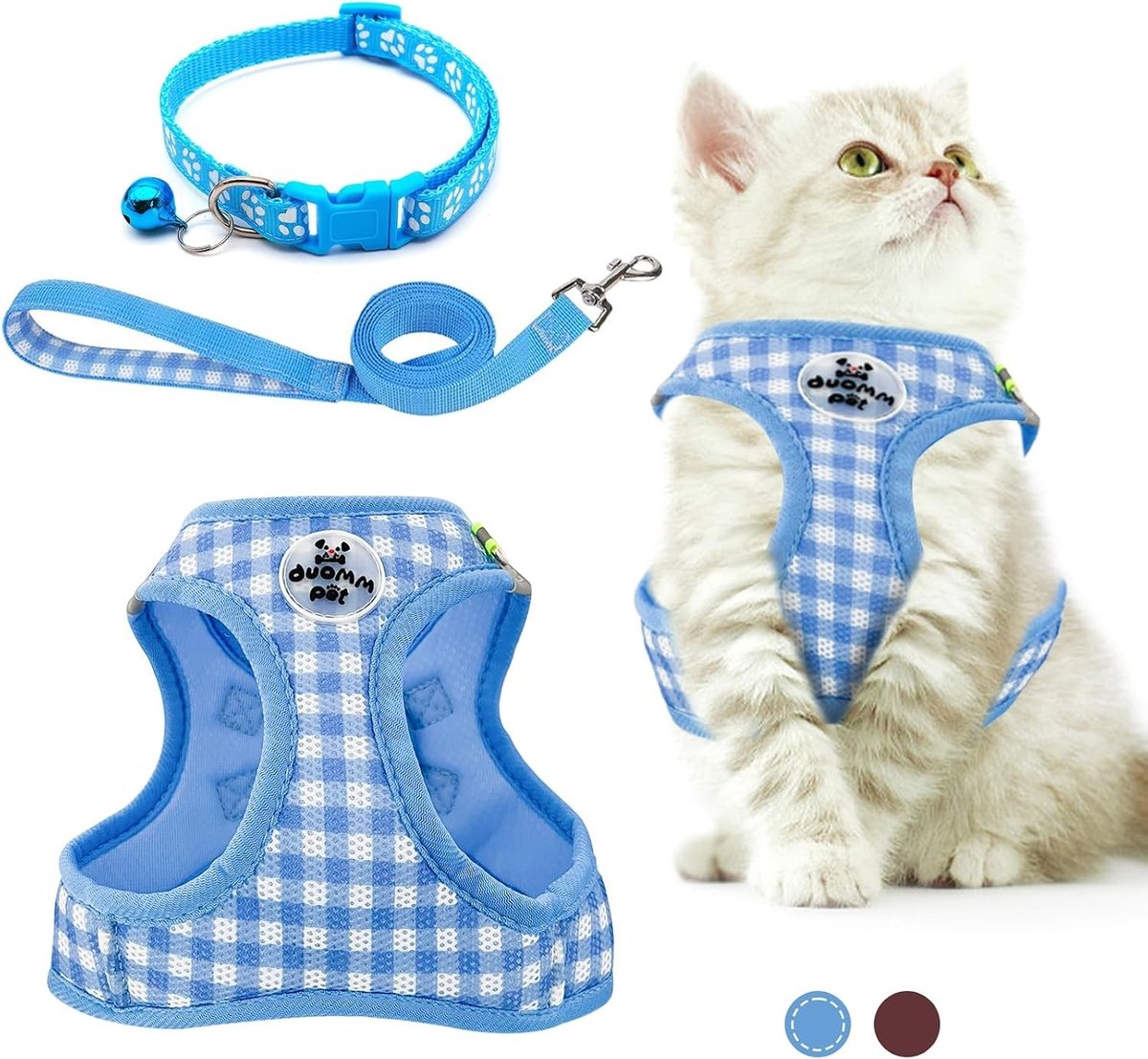 Veilige en Comfortabele Kattenharnas met Leash voor Kleine Katten en Puppies, Reflectief en Ademend Mesh, Geschikt voor 2.5 - 5.5 kg, 150 cm Lang