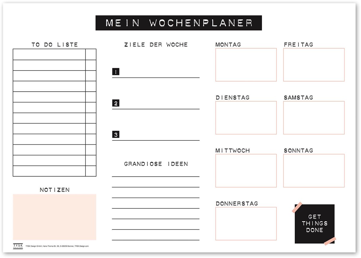 Bureauonderlegger A3 - roze papier - af te scheuren - handige weekplanner - ShopVlot