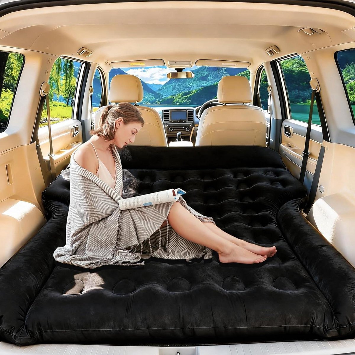 Auto Luchtmatras - Opblaasbaar matras - Reizen en Kamperen - Verdikt 20 cm - 185x140 cm - Zwart