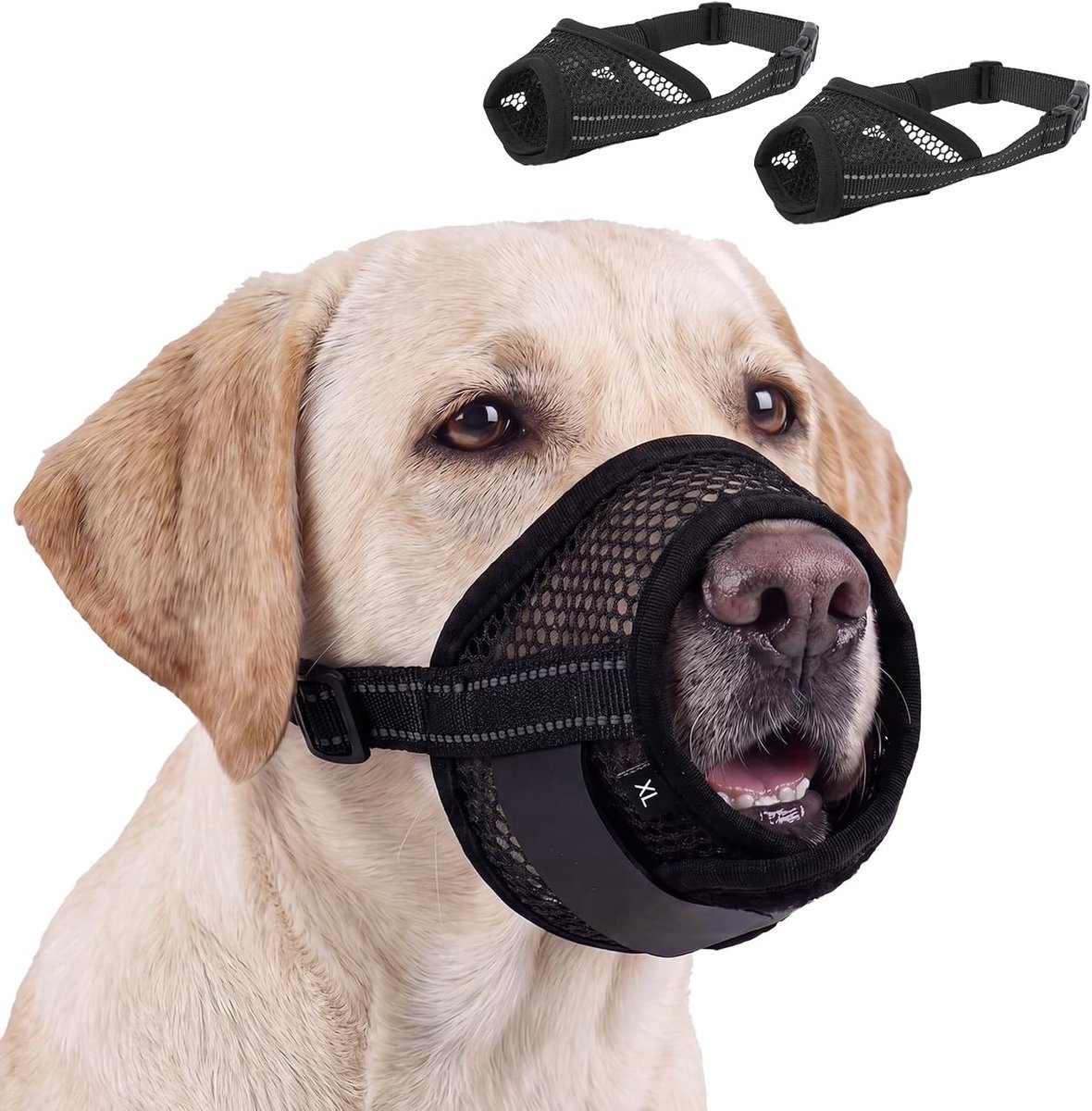 Muilkorf voor grote honden - Voedselbescherming, ideaal voor labradors, knippen van klauwen en oogdruppels (zwart, XL)