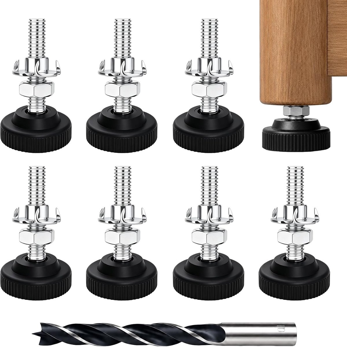 Verstelbare nivelleringsvoeten met schroefdraad, M8 x 30 mm, 12 stuks - ShopVlot