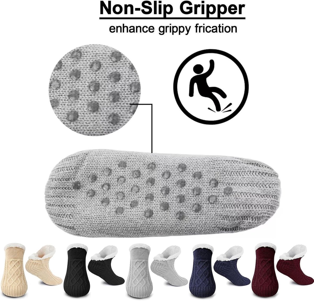 Antislip Pantoffelsokken - Beige - 35/39 EU - Warme Wintersokken met Pluche - Voor Dames en Heren