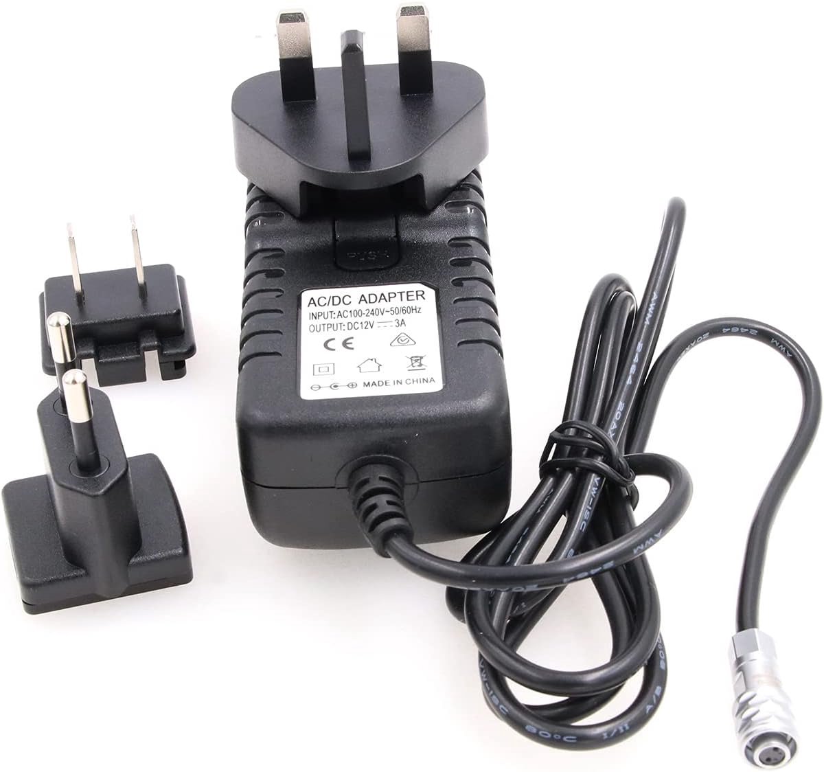 AC Adapter voor Blackmagic Pocket Cinema Camera - 12V 3A - EU/US/UK Stekker - Geschikt voor 4K en 6K - ShopVlot