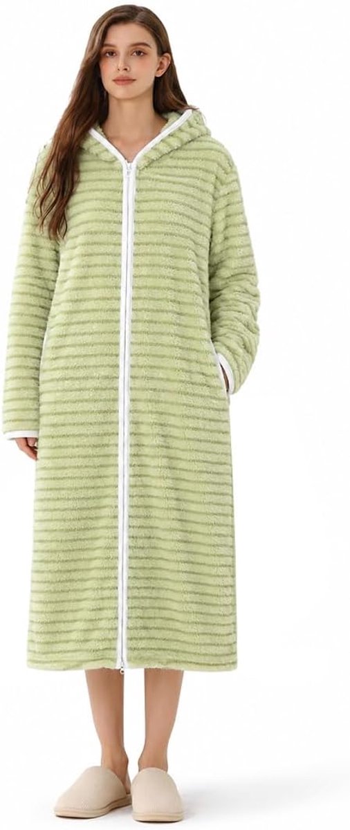Damesochtendjas met capuchon - Koraalfleece - Zacht en warm - Ideaal voor de winter - ShopVlot