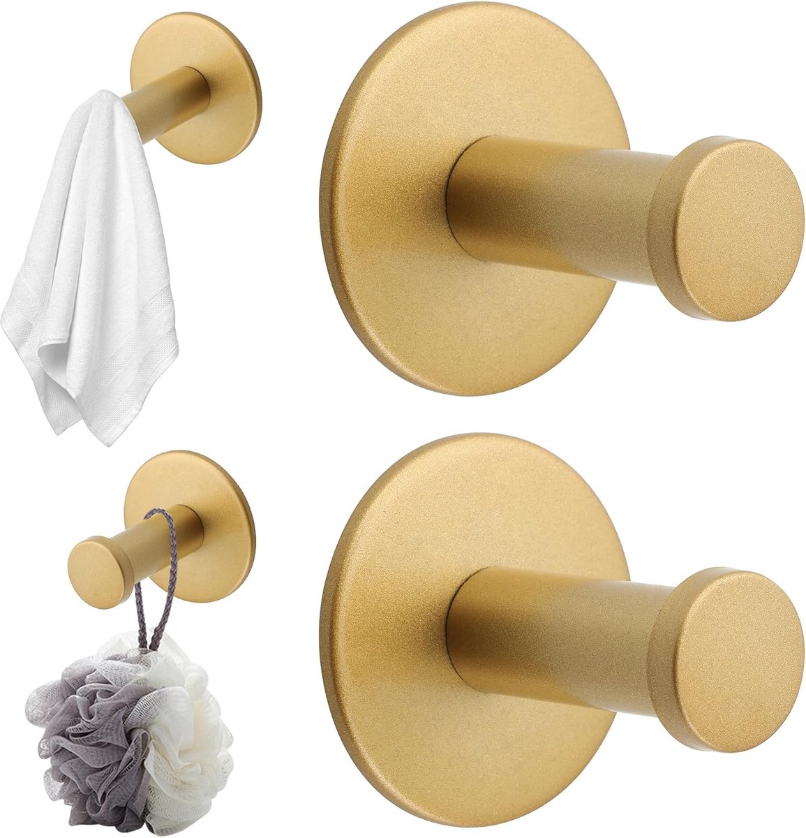Mooche 4pcs Gold Coat Rack Hooks Heavy Duty Stainless Steel Hooks SUS304 Wall Hooks With Drilling Cloth Hook - ShopVlot