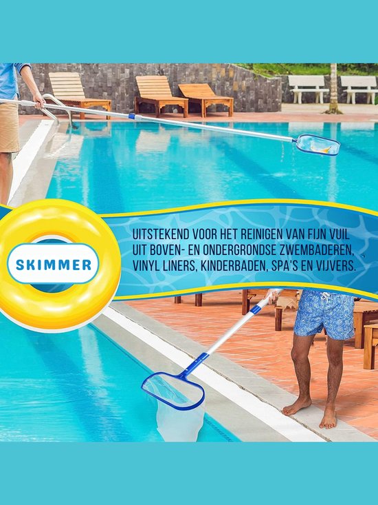 Allvia® Zwembad Schepnet - Zwembad Net - Schepnet - met Verstelbare Aluminium Paal - Net-accessoireset - Blauw - ‎15cm x 15cm x 2cm — afbeelding 4