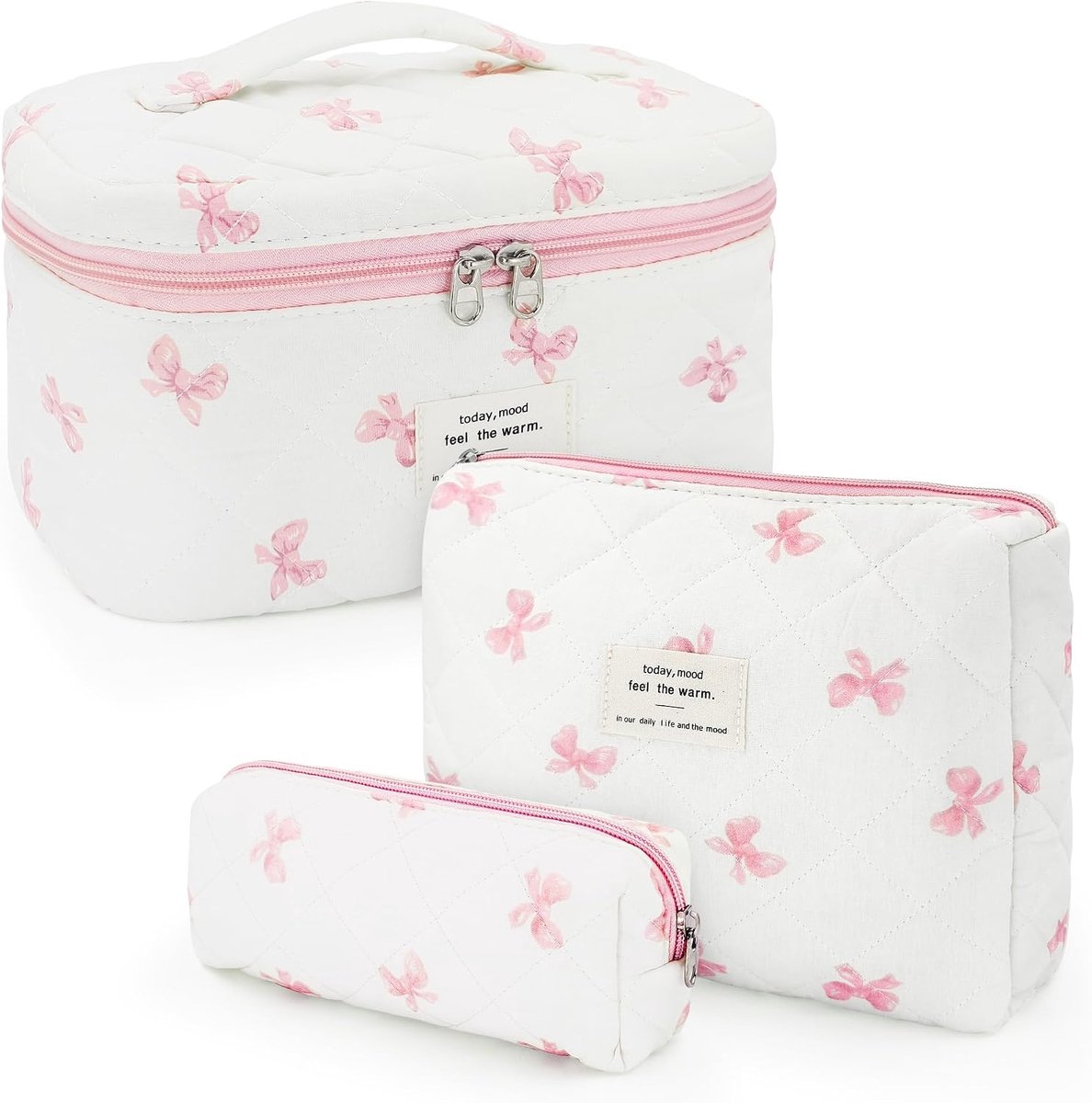 Beifon Set of 3 Cosmetic Bag Women Floral Cosmetic Bag Portable Toiletry Bag Laundry Bag Large for Women Girls - ShopVlot