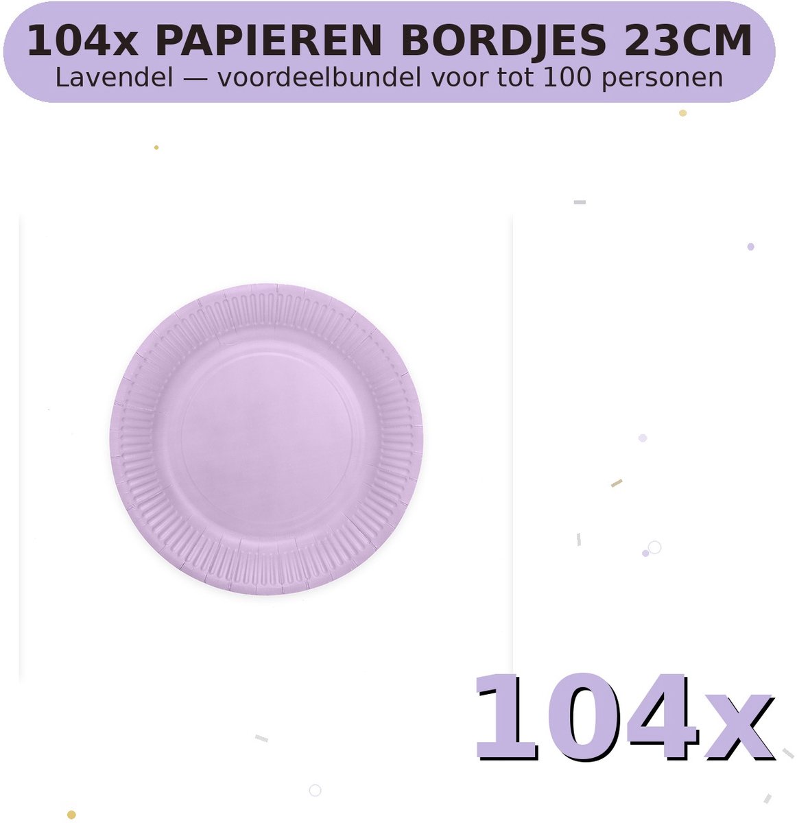 Bordjes 23cm FSC Lavendel - Voordeelverpakking 104 Stuks voor tot 100 Personen - Feestartikelen