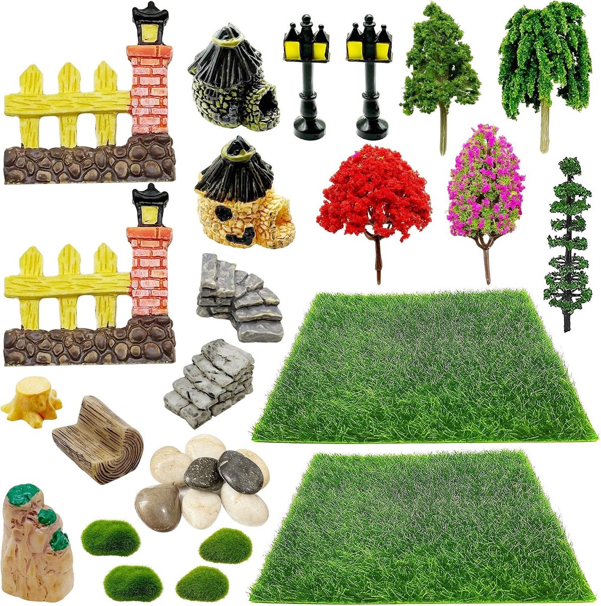30 Stuks Miniatuur Tuinaccessoires voor Sprookjestuin - Kunstgras, Buiten Decoratie en DIY Diorama Projecten