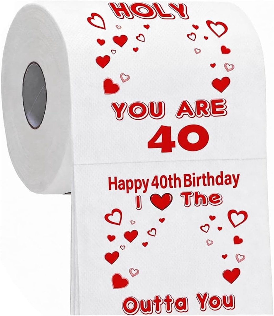 Grappig toiletpapier voor 40-jarigen, 3-laags, 17 m, origineel cadeau voor hem en haar, verjaardagscadeau, feestdecoratie en nieuwigheid