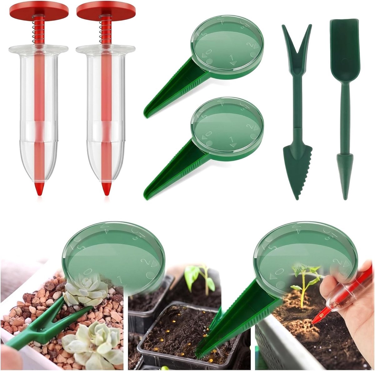 Mini Zaadverspreider Set van 6 Stuks, Handgereedschap voor Planten, Ideaal voor Tuinieren van Groenten en Bloemen, Perfect voor Zaadjes en Zaailingen