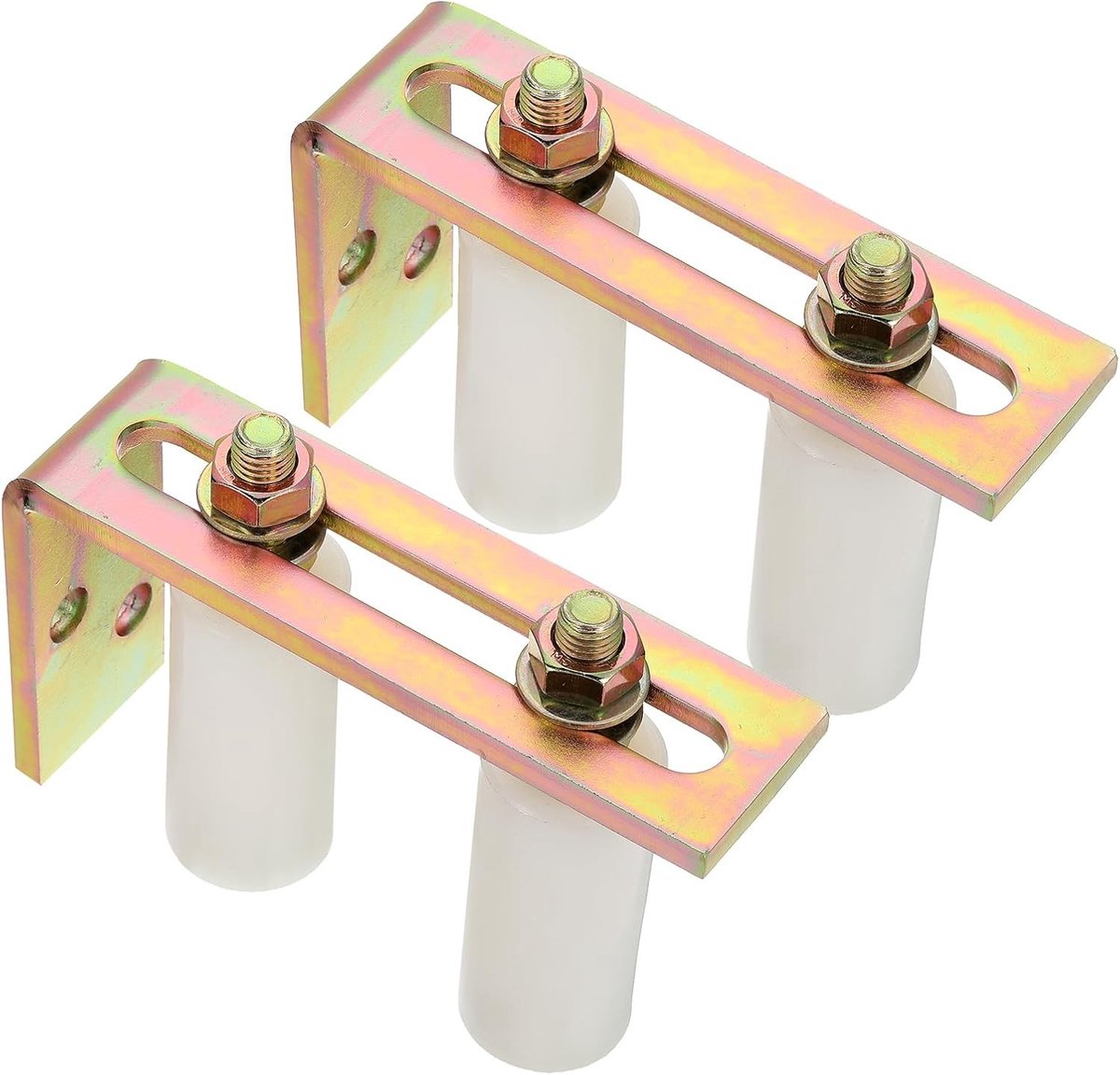 2 sets verstelbare geleiderollen voor poorten 3.5 inch wit - ideaal voor tuinpoorten en garagedeuren