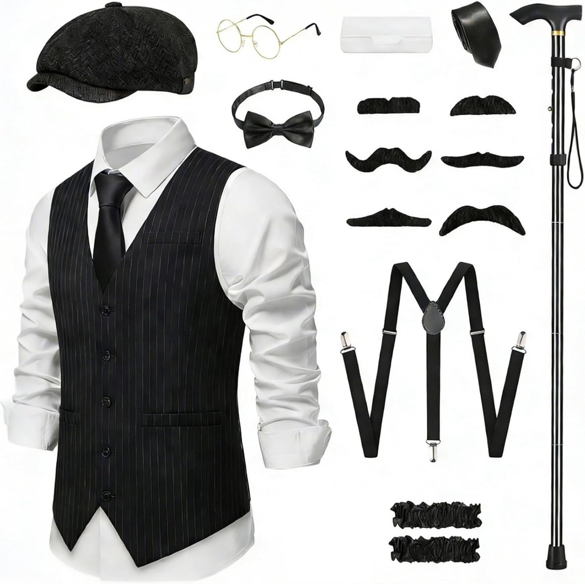 Stijlvol 1920s kostuum voor heren met accessoires voor themafeesten en retro evenementen