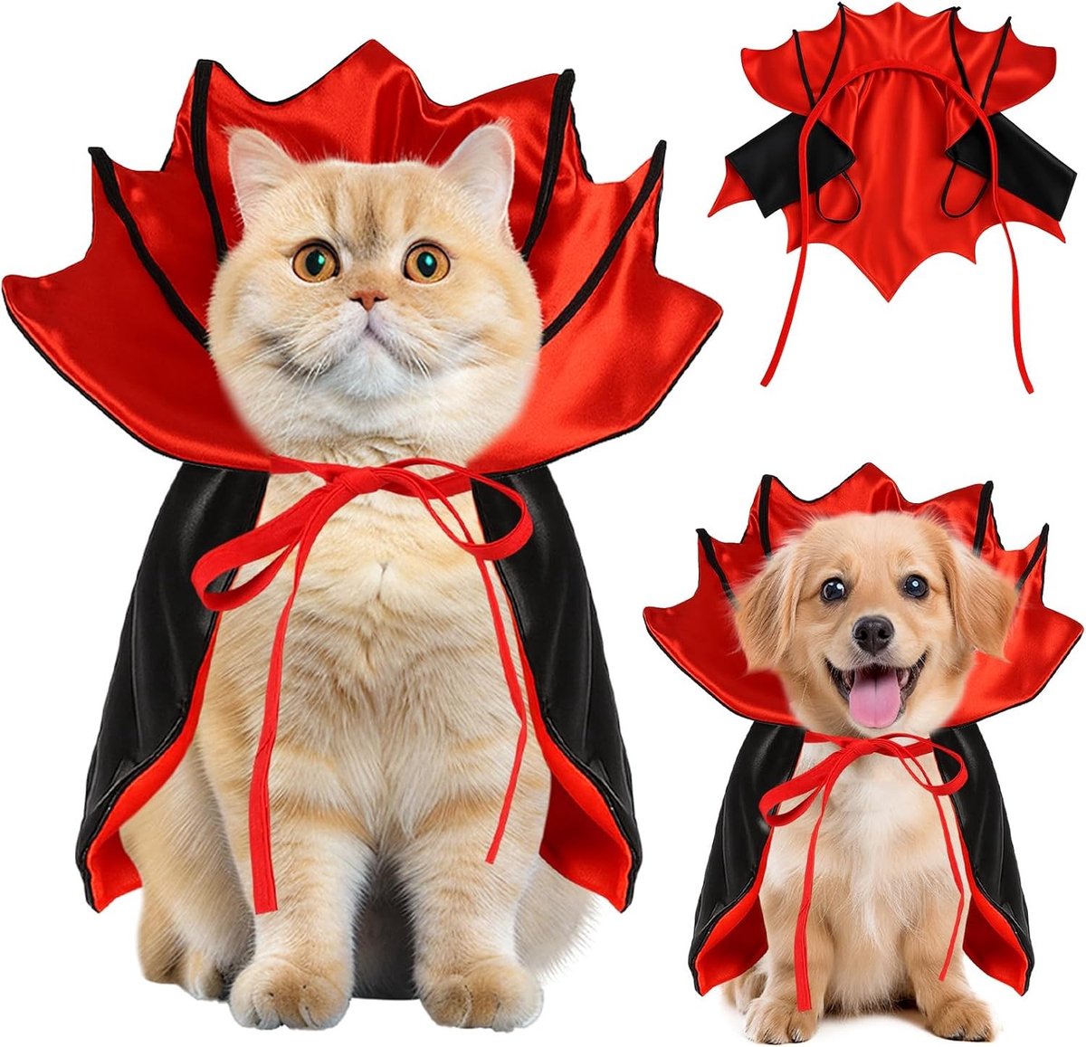 Grappig Halloween Kostuum voor Kleine Honden en Katten, Bat Cape met Verstelbare Band voor Vampierfeest en Cosplay Activiteiten