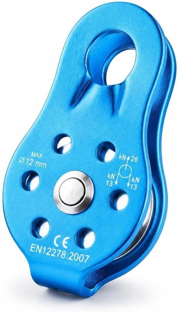 Zware Aluminium Klimpulley 26KN voor 12mm Touw - Enkele Draaibare Blok voor Klimactiviteiten