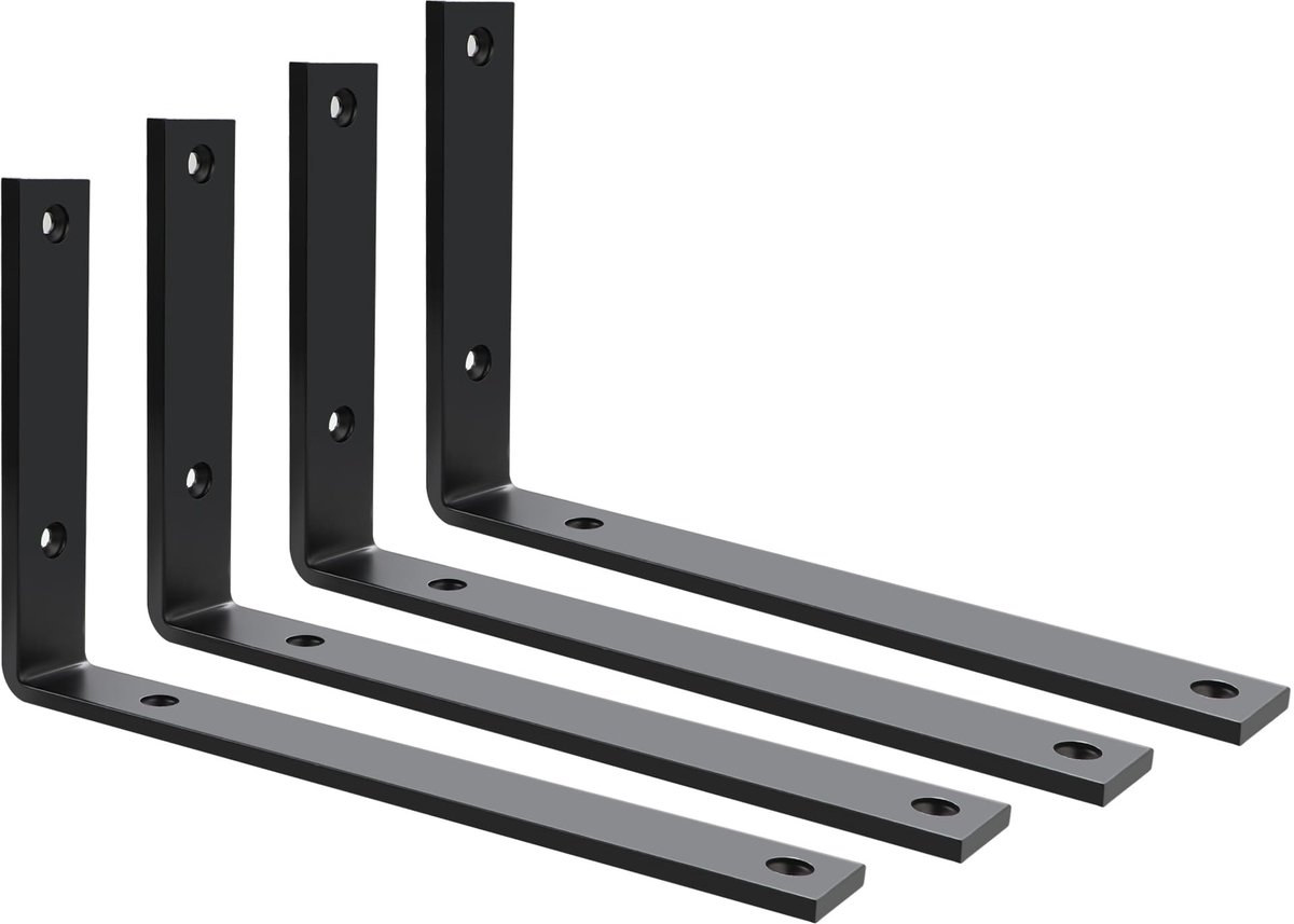 Zwevende plankendrager 250 mm - metalen plankbeugel - zwarte uitvoering - ideaal voor wanddecoratie - ShopVlot