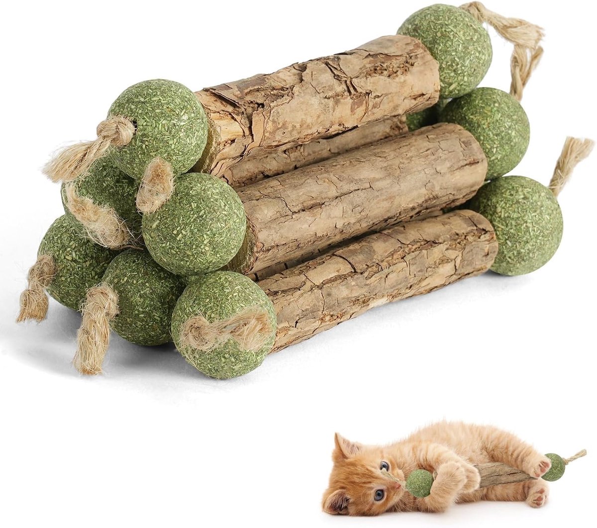 Natuurlijke Matatabi Kattensticks Set van 6 met Speelbal - Tandverzorging en Frisse Adem voor Katten
