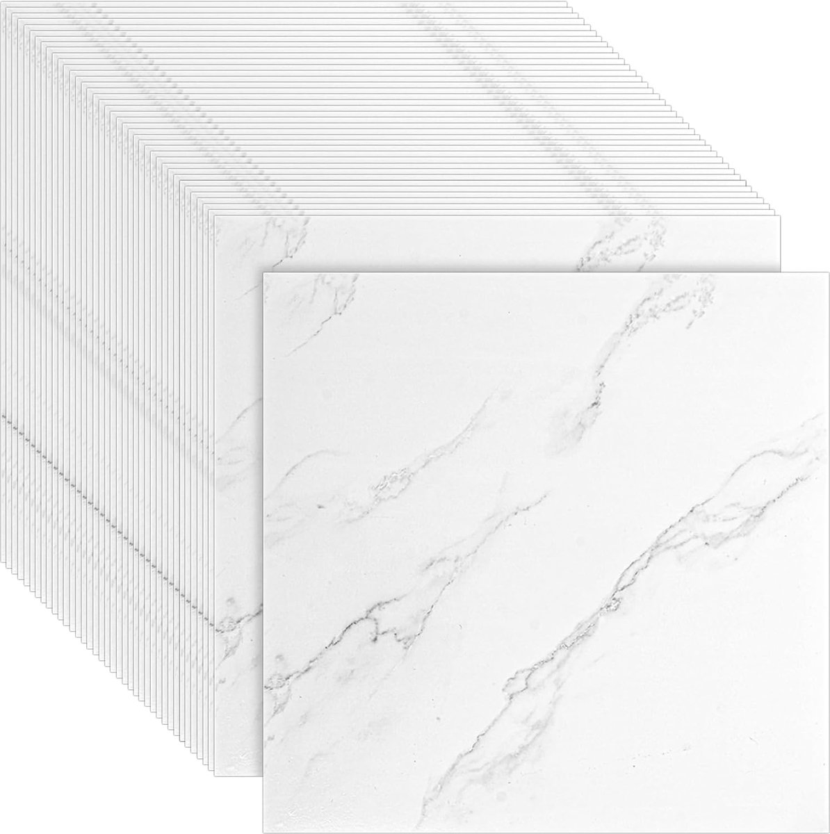 CYEER 40 stuks pvc-vloerbedekking - zelfklevend - 30 x 30 cm - vinylvloer in elegante marmerlook - wit - waterdichte vloertegels voor badkamer - keuken en hal - doe-het-zelf renovatieset voor ca. 3 - 6 m²
