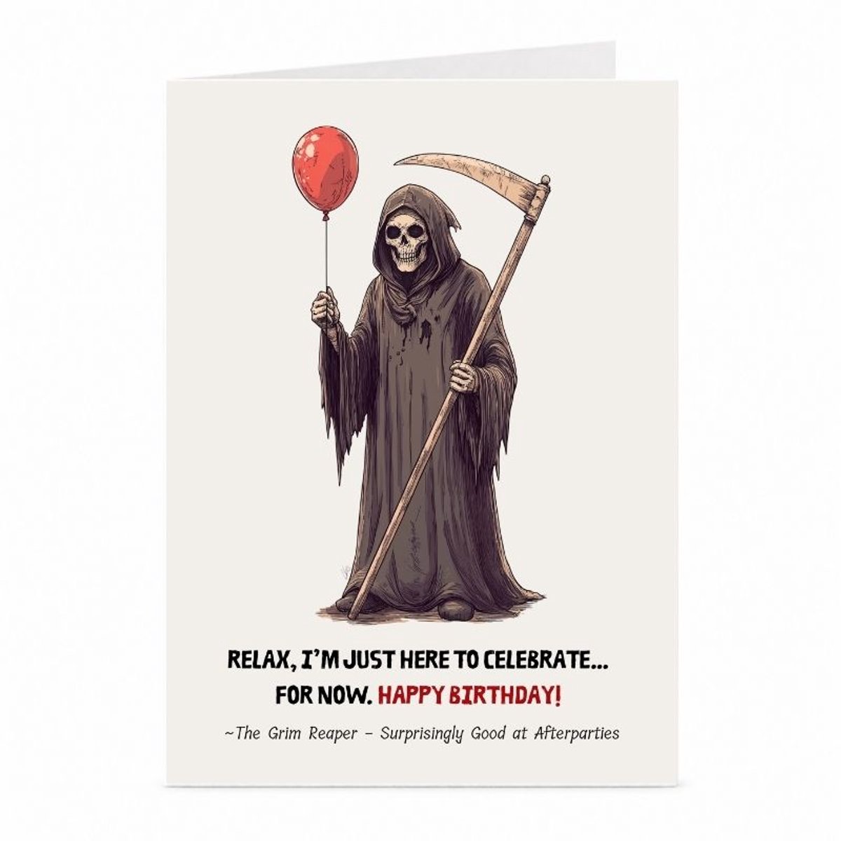 Magere Hein - Verjaardagskaart - JustTheCardGuy - A6 met envelop