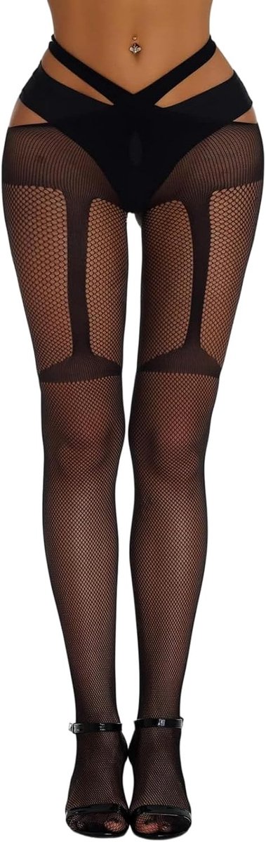 Sexy jarretelkousen voor dames, holdloze netkousen met kant, elastische lingeriekousen in zwart, perfect voor speciale gelegenheden en verleidelijke outfits