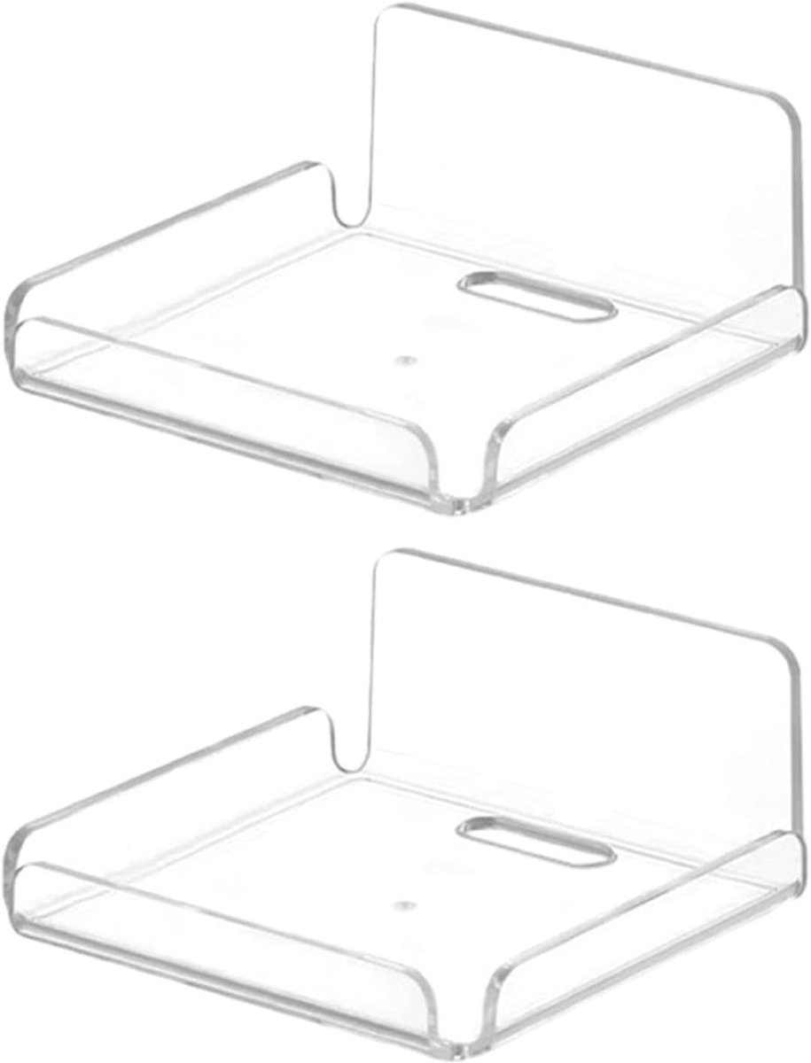 Set van 2 Drijvende Acryl Planken, Wandplanken Zonder Boren, Transparante Planken voor Slaapkamer, Woonkamer en Keuken met Zelfklevende Bevestiging