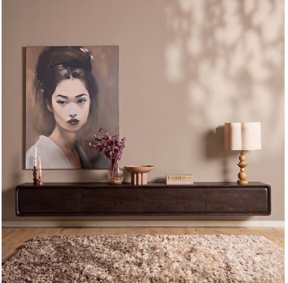 Starfurn - Zwevend tv-meubel Allure mangohout 240 cm - bruin