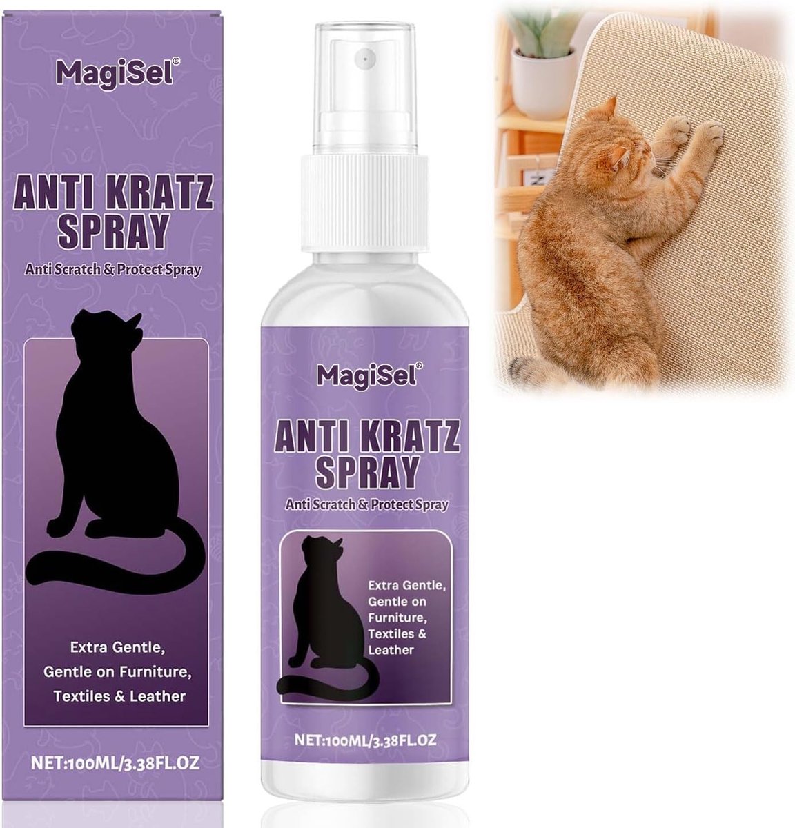 Natuurlijke Kattenafschrikking Spray voor Binnen en Buiten, Bescherming tegen Krabben, Meubels en Vloeren, Veilig voor Huisdieren en Milieu