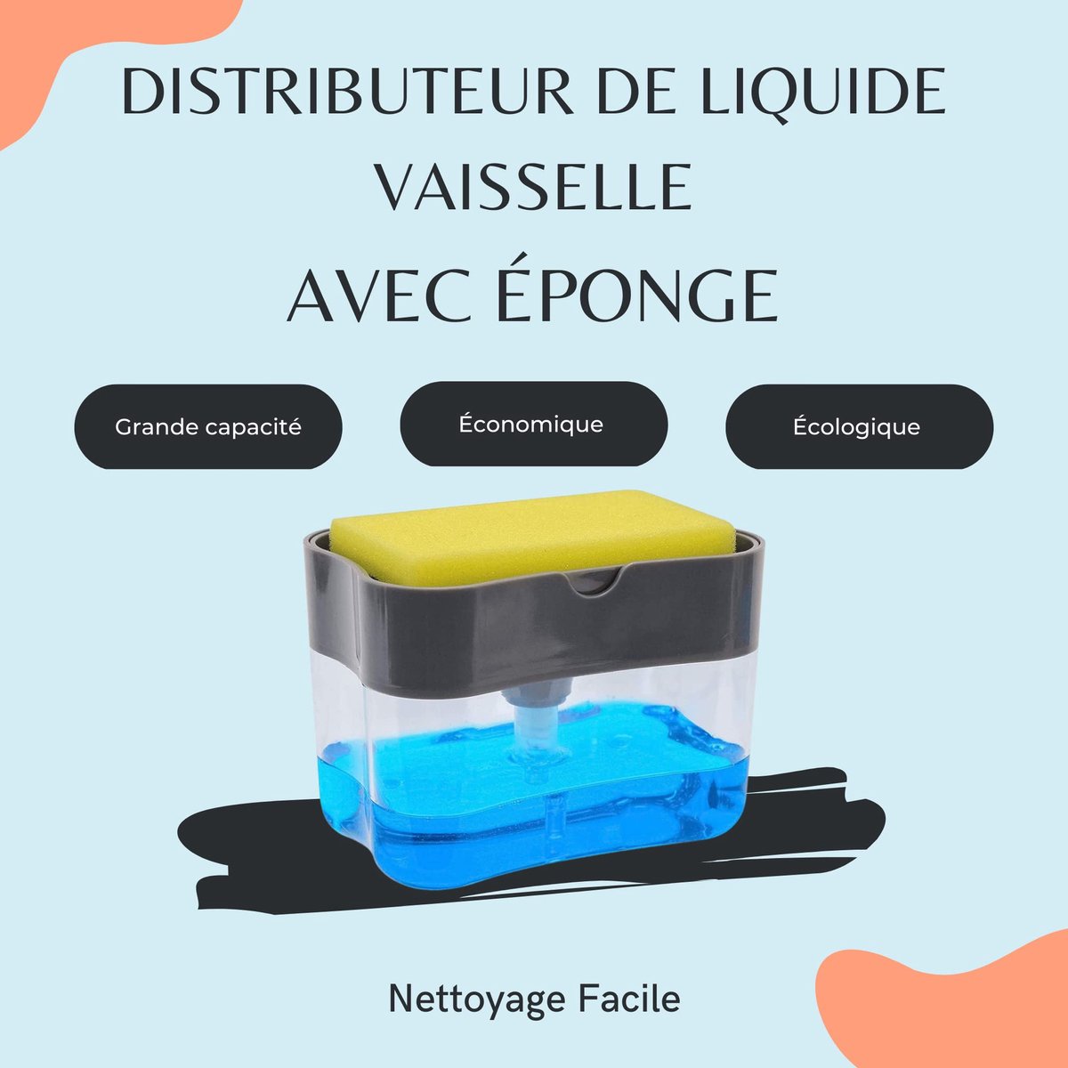Wasmiddeldispenser voor vaatwasser - met sponshouder en zeepdispenser - handige organizer voor gootsteen - ShopVlot