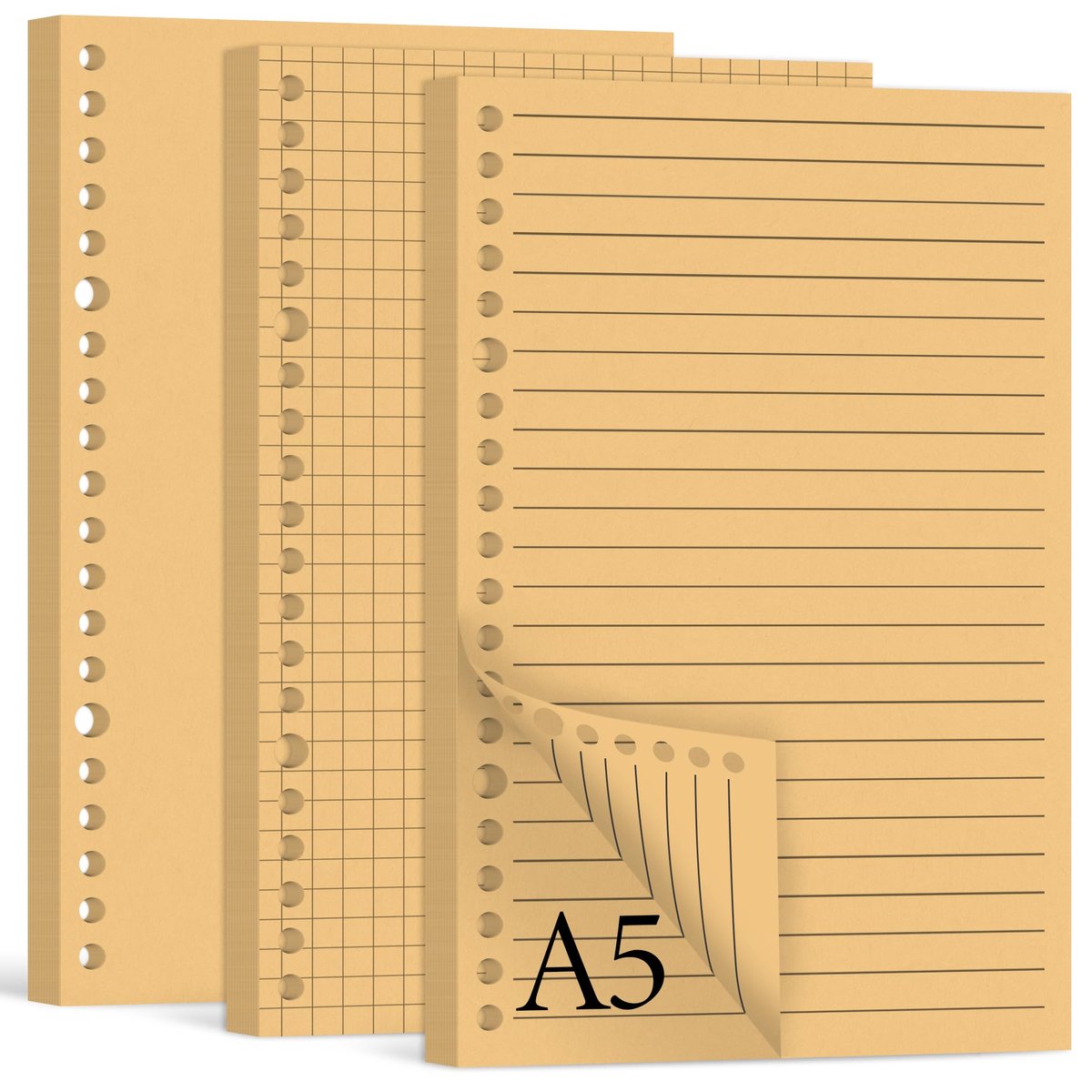 Navulpapier A5 180 vellen - blanco met 20 gaten - voor notitieboek en planner - ideaal voor schetsen - ShopVlot
