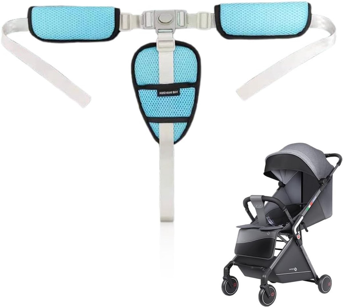 Vervangende 3-Punts Veiligheidsgordel voor Kinderwagen met Verstelbare Straps en Multifunctionele Toepassing voor Veiligheid en Comfort