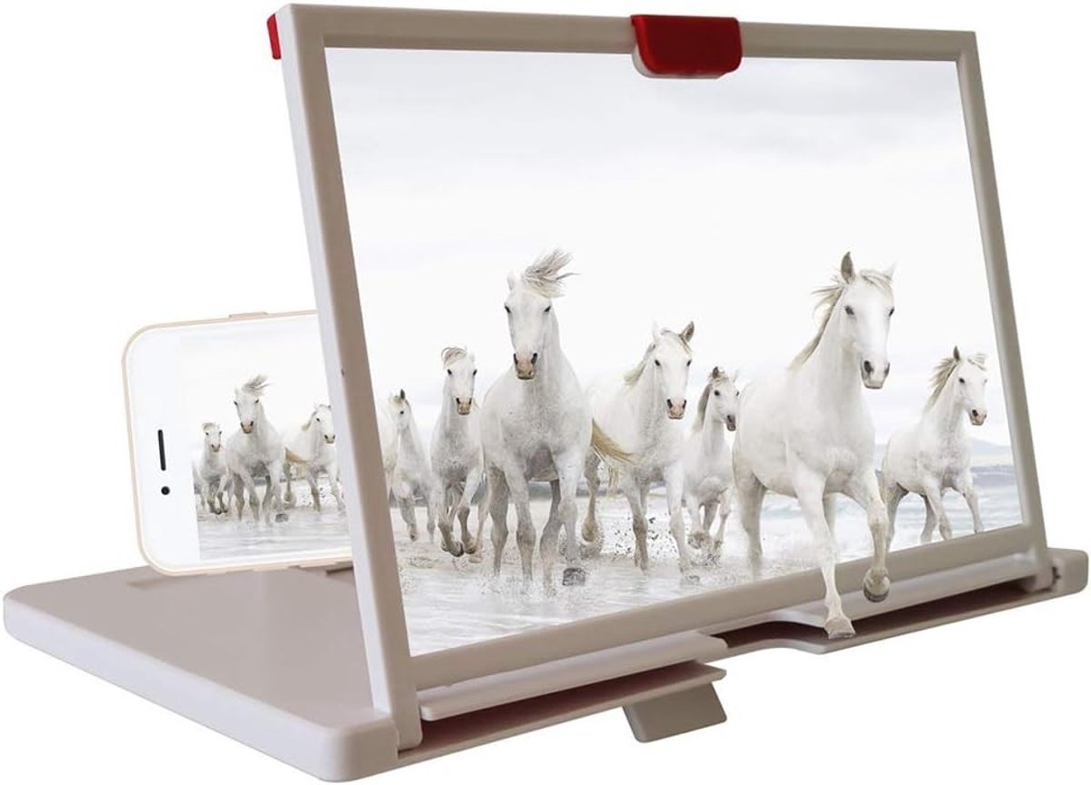 Draagbare Vouwbare Telefoonstandaard met 12 Inch Vergrootglas - 3D HD Projectiescherm voor Films, Video's en Games voor Alle Smartphones