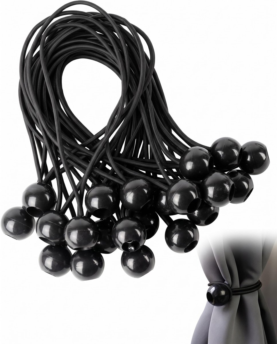 elastische spanners set van 20 - 15 cm - zwart - sterke bevestiging voor pergoladoek - ShopVlot